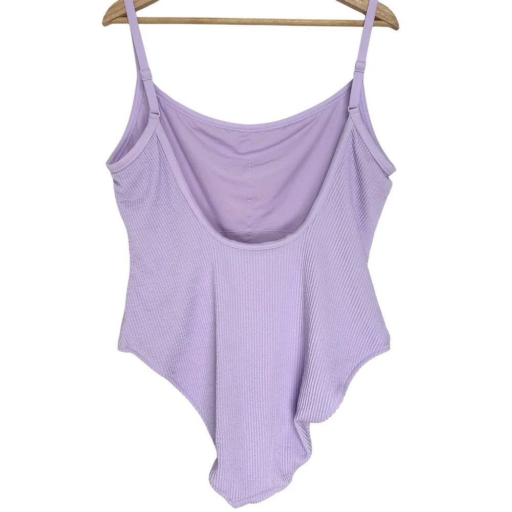 NWOT Aerie Crinkle Scoop Full Coverage One Piece‎ Swimsuit Lilac Purple XXL